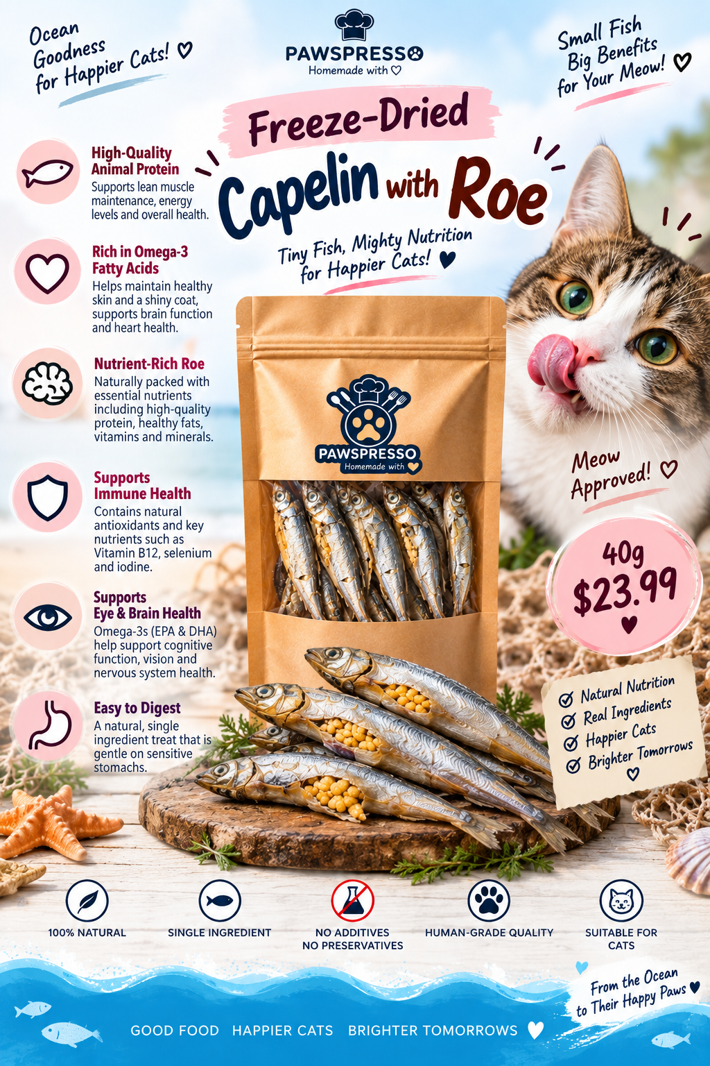 Freeze-dried Capelin with Roe