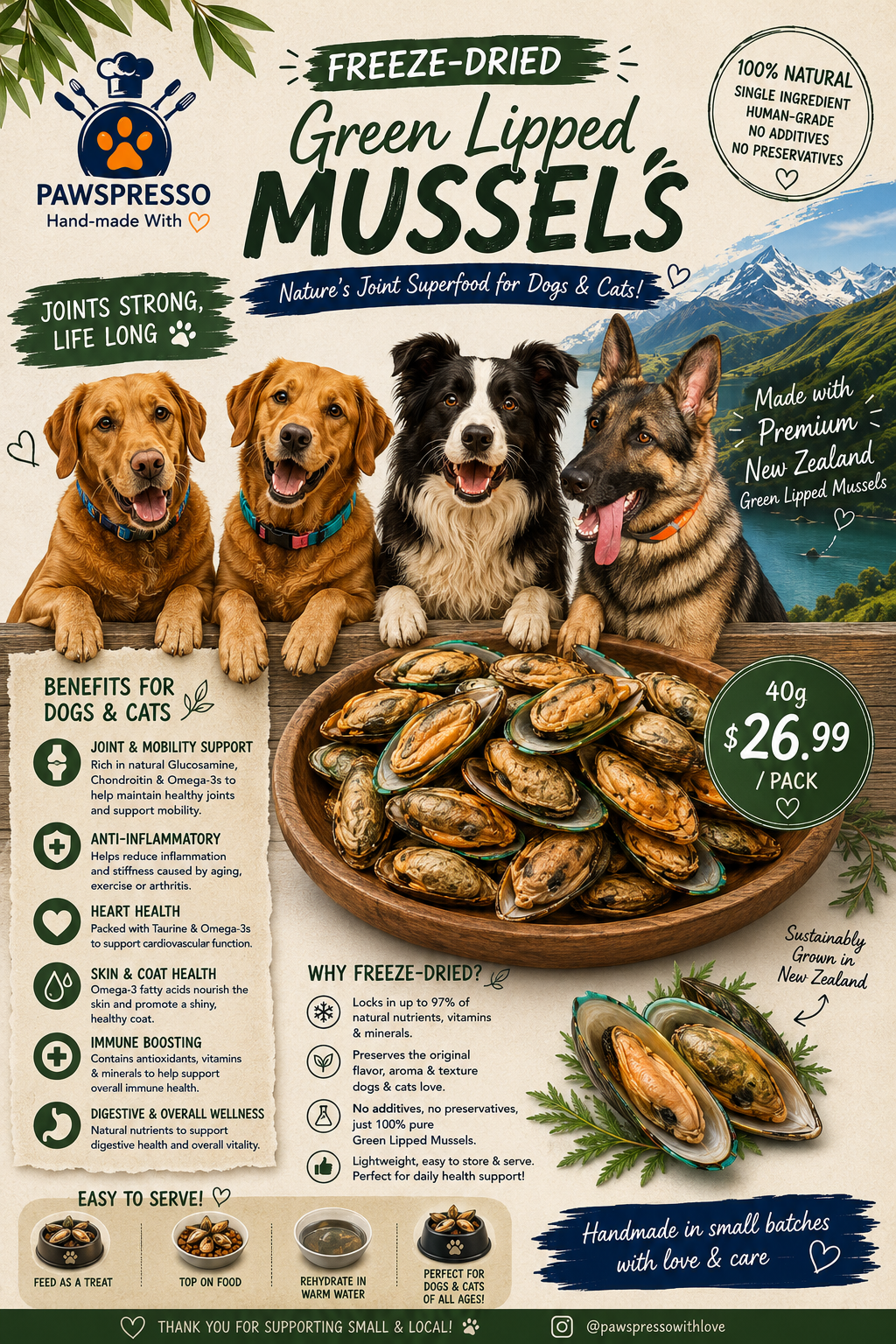 Freeze-dried Green Lipped Mussels