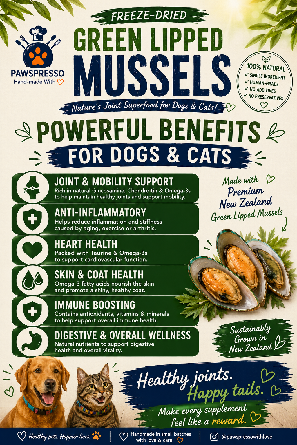 Freeze-dried Green Lipped Mussels