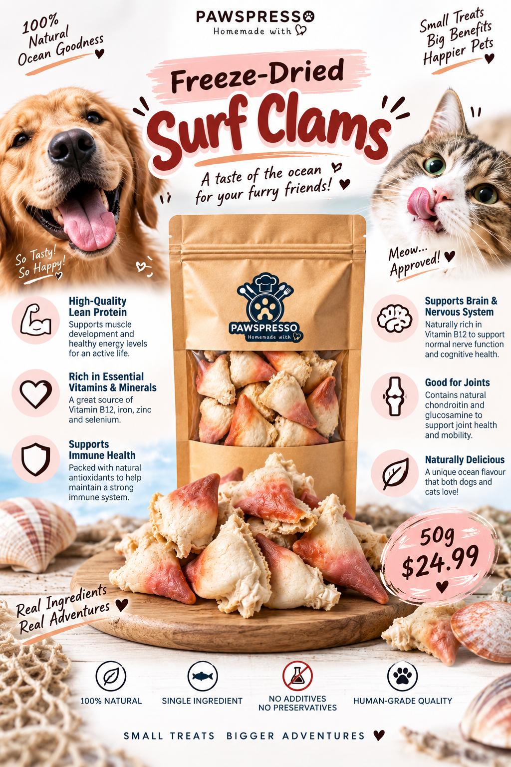 Freeze-dried Surf Clams