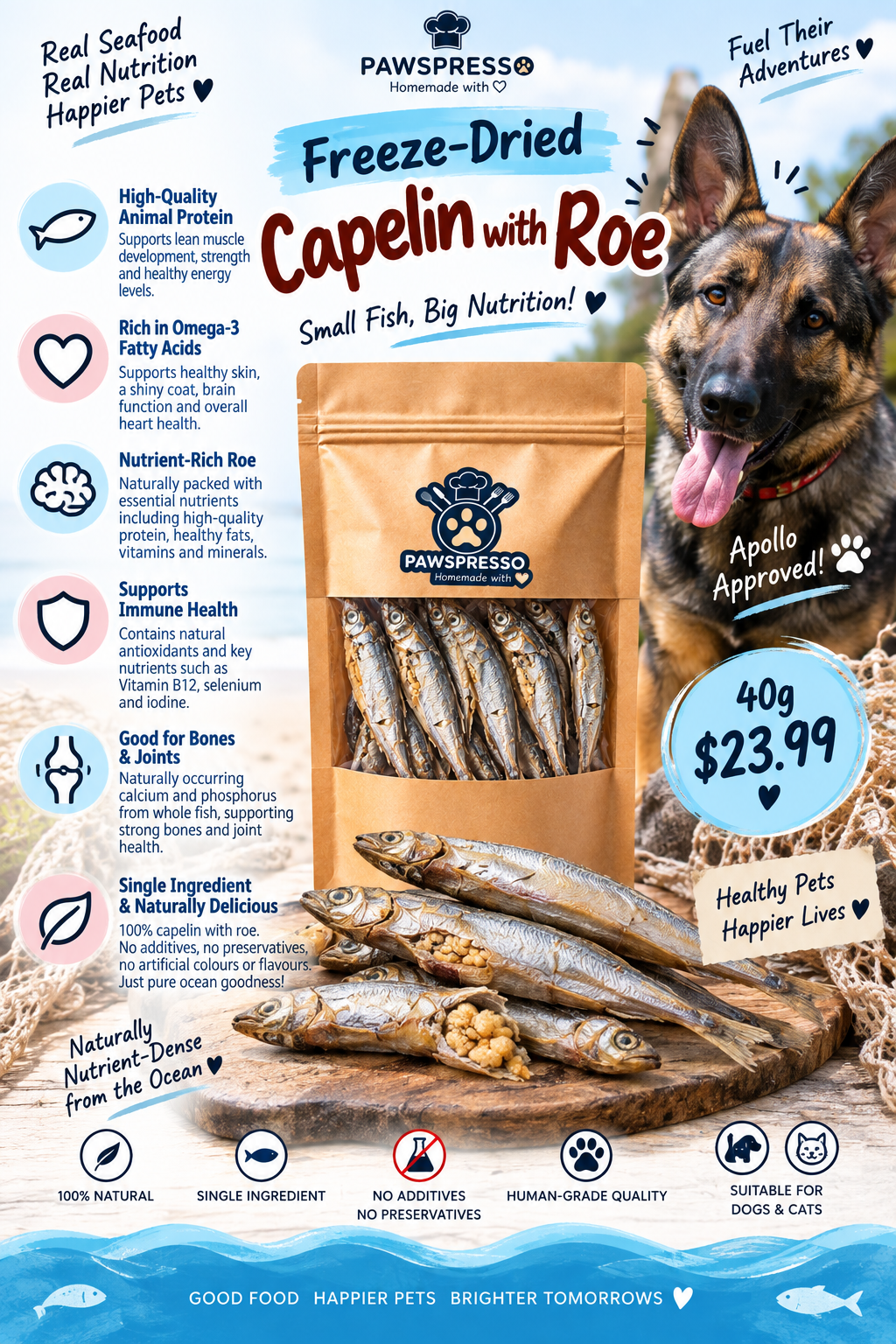 Freeze-dried Capelin with Roe