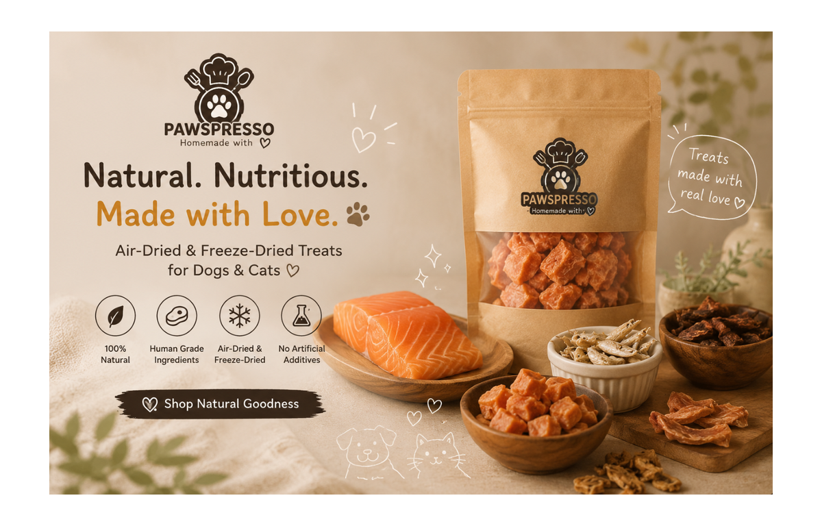 PAWSPRESSO With Love air-dried and freeze-dried dog and cat treats